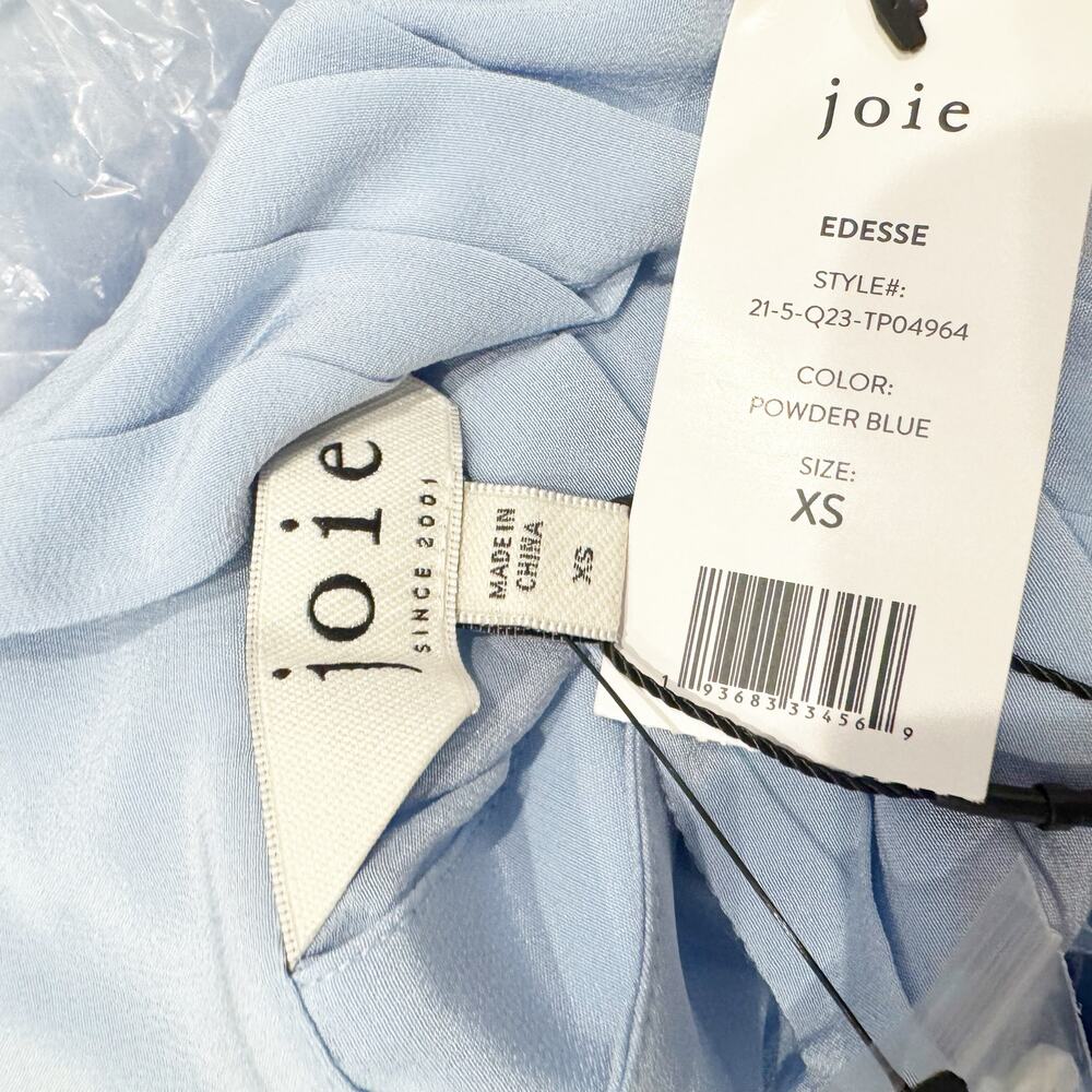 Joie Women's Powder Blue Edesse Silk Top Pleated Blouse XXS NWT - Picture 8 of 13